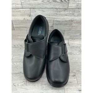 Orthofeet 810 Women Black‎ Leather Hook and Loop Comfort Shoes Size 8.5B